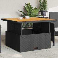 Table de noir 110x110x71cm r&eacute;sine tress&eacute;e et bois acacia
