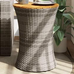 Table d'appoint de forme tambour gris rotin bois massif