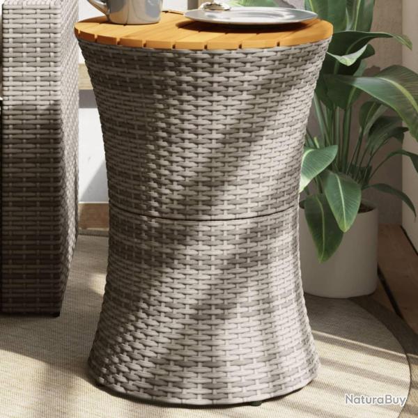 Table d'appoint de forme tambour gris rotin bois massif
