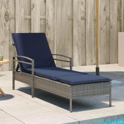Chaise longue r&eacute;glable 3 positions polyrotin Gris