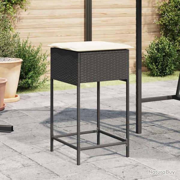 Tabourets de bar coussins lot de 2 noir r�sine tress�e