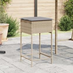 Tabourets de bar avec coussins lot de 2 beige poly rotin