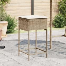 Tabourets de bar avec coussins lot de 2 beige poly rotin