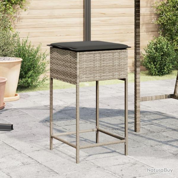 Tabourets de bar avec coussins lot de 2 gris clair rotin