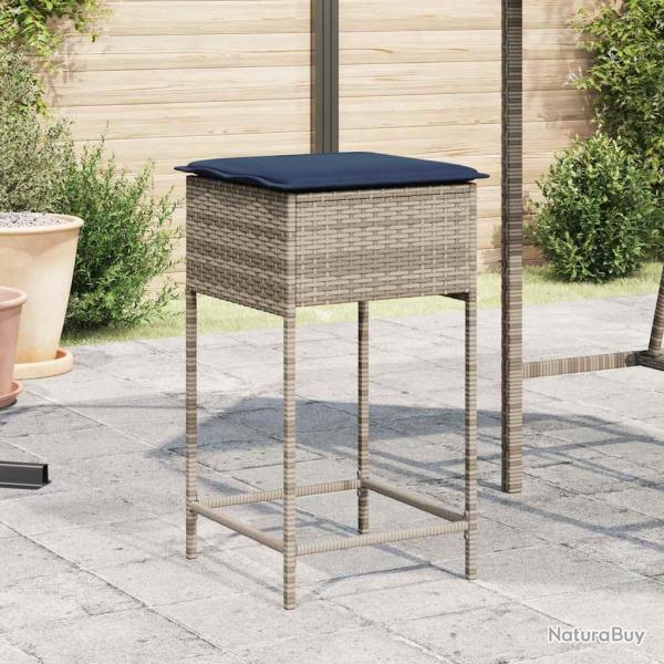 Tabourets de bar de avec coussins lot de 2 gris r�sine tress�e