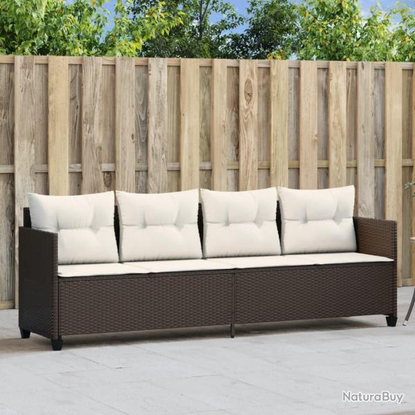 Chaise longue avec coussins marron r�sine tress�e