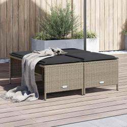 Tabourets de avec coussins lot de 4 gris clair rotin