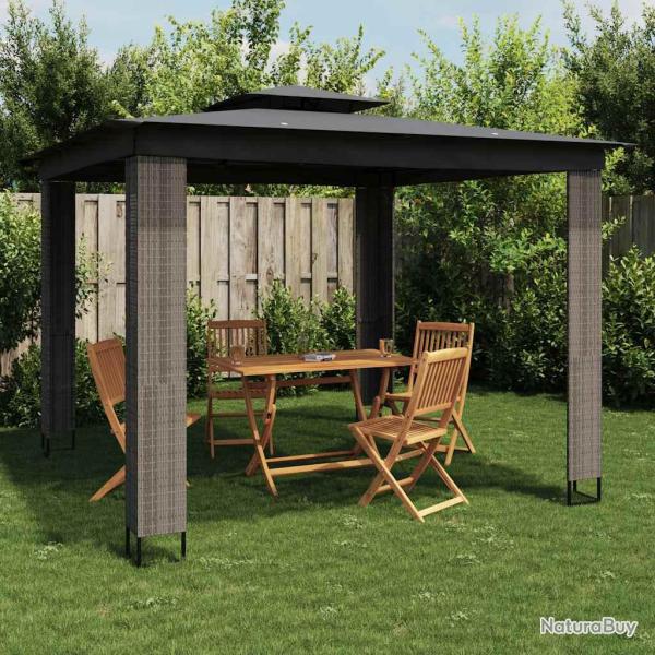 Tonnelle � double toit anthracite 2,94x2,94 m acier
