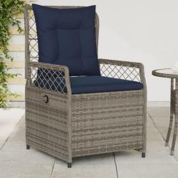 Chaises de inclinables lot de 2 gris r&eacute;sine tress&eacute;e