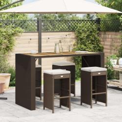 Tabourets de bar coussins lot de 4 marron r&eacute;sine tress&eacute;e