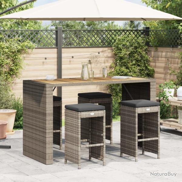 Tabourets de bar de et coussins lot de 4 r�sine tress�e