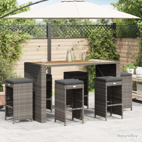 Tabourets de bar de et coussins lot de 6 r�sine tress�e