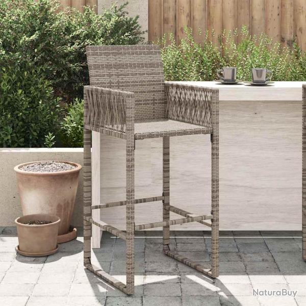 Tabourets de bar de lot de 2 gris r�sine tress�e