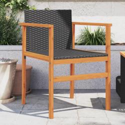 Chaises de lot de 2 noir r&eacute;sine tress&eacute;e et bois massif