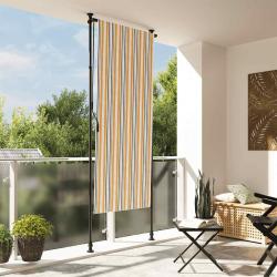 Store roulant d'ext&eacute;rieur jaune et blanc 100x270 cm tissu acier