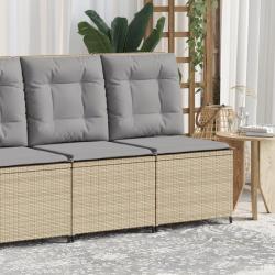 Canap&eacute; inclinable de avec coussins beige r&eacute;sine tress&eacute;e