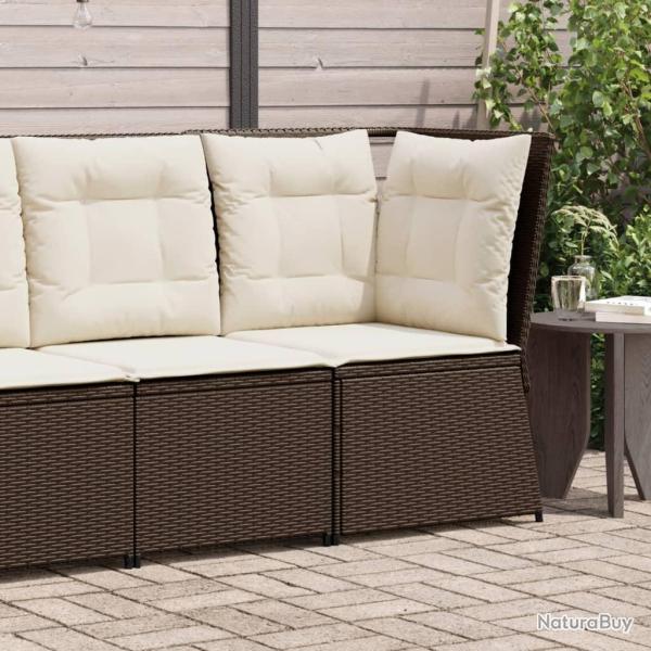 Canap� d'angle de avec coussins marron r�sine tress�e