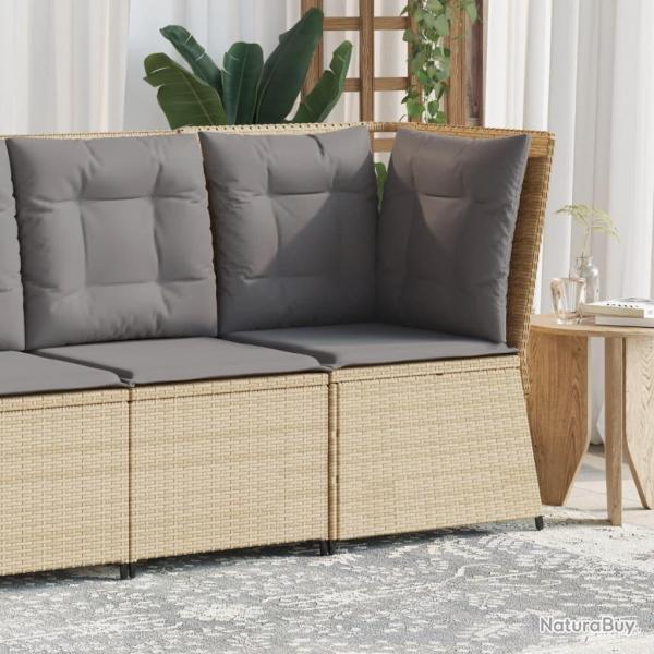 Canap� d'angle de avec coussins beige r�sine tress�e
