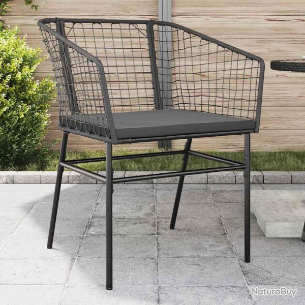 Chaises de lot de 2 avec coussins noir r�sine tress�e
