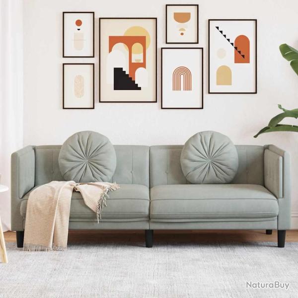 Canap� avec coussins 3 places gris clair velours