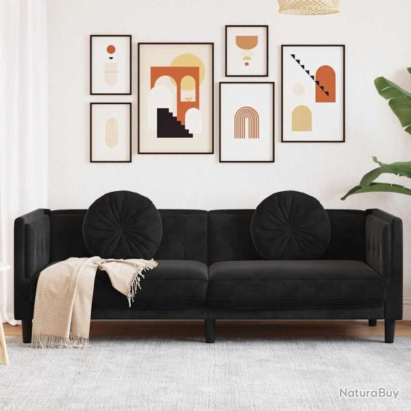 Canap� avec coussins 3 places noir velours