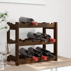 Casier &agrave; bouteilles pour 12 bouteilles marron bois pin solide
