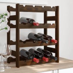 Casier &agrave; bouteilles pour 16 bouteilles marron bois pin solide