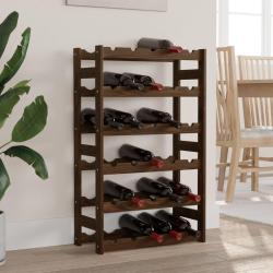 Casier &agrave; bouteilles pour 30 bouteilles marron bois pin solide