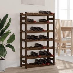 Casier &agrave; bouteilles pour 42 bouteilles marron bois pin solide