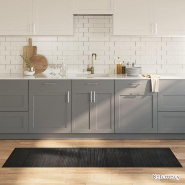 Tapis rectangulaire gris 60x200 cm bambou