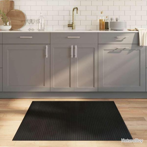 Tapis rectangulaire noir 100x100 cm bambou