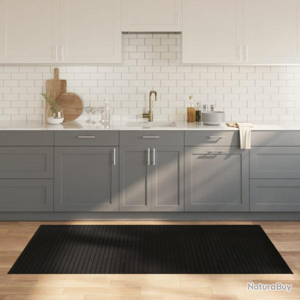 Tapis rectangulaire noir 100x200 cm bambou