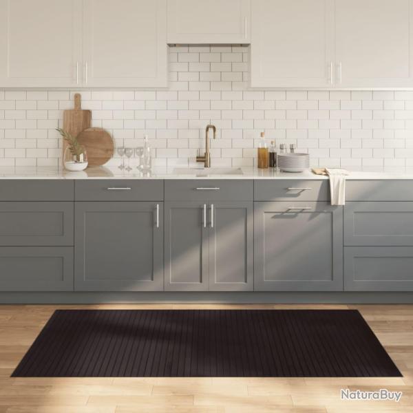 Tapis rectangulaire marron fonc� 100x200 cm bambou