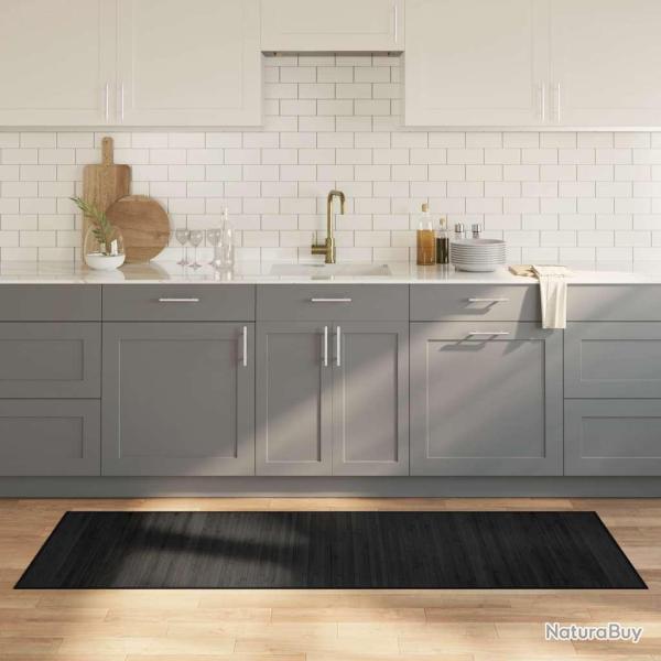Tapis rectangulaire noir 70x200 cm bambou