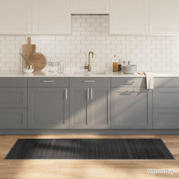 Tapis rectangulaire gris 70x200 cm bambou
