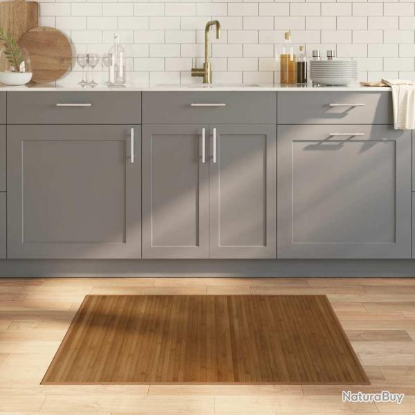 Tapis rectangulaire marron 80x100 cm bambou