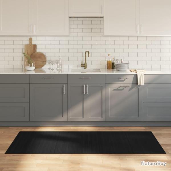 Tapis rectangulaire noir 80x200 cm bambou