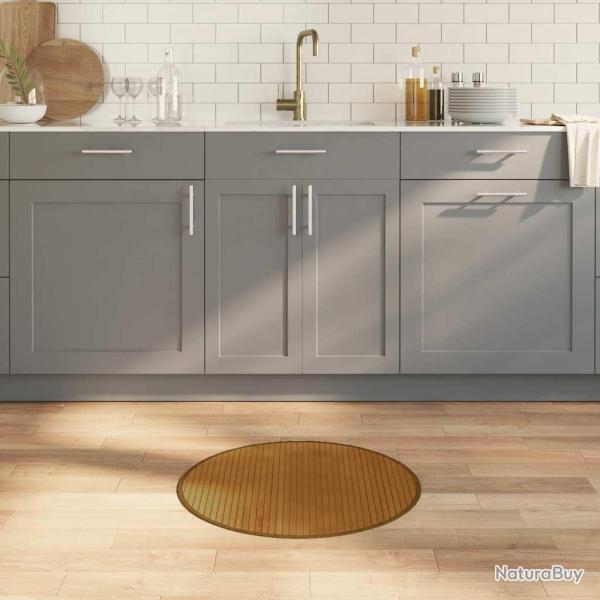 Tapis rond marron 60 cm bambou