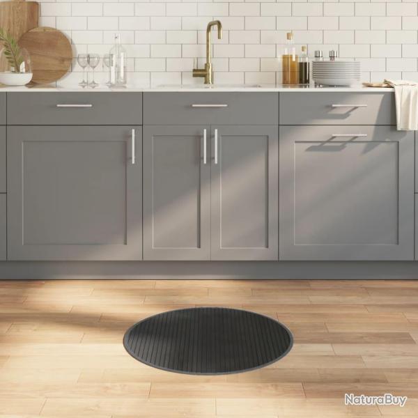Tapis rond gris 60 cm bambou