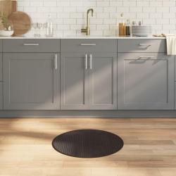 Tapis rond marron fonc&eacute; 60 cm bambou