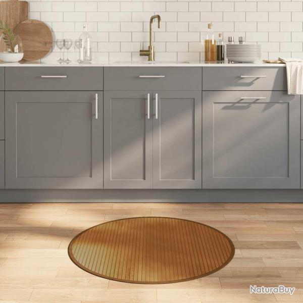 Tapis rond marron 80 cm bambou