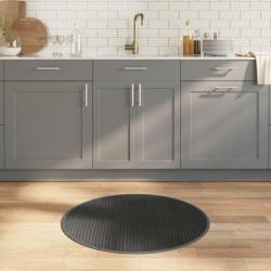 Tapis rond gris 80 cm bambou