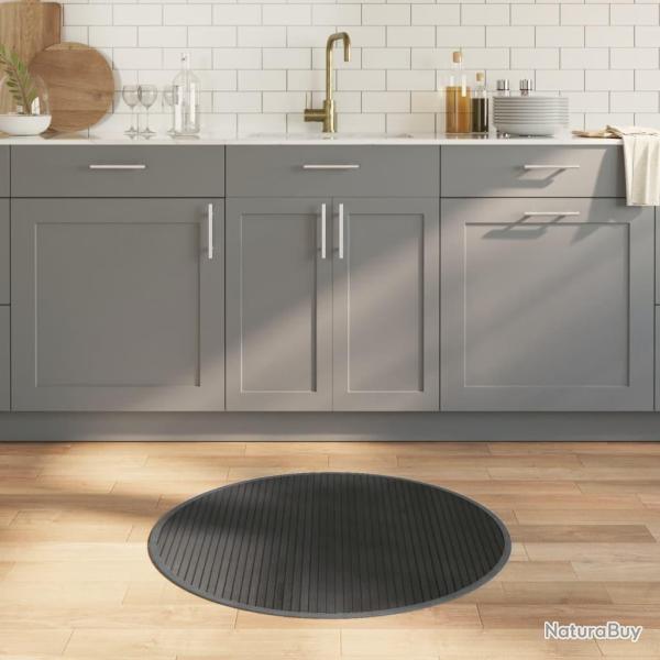 Tapis rond gris 80 cm bambou