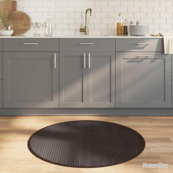 Tapis rond marron fonc� 100 cm bambou