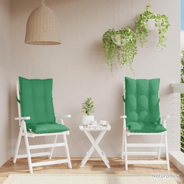 Coussins de chaise � dossier haut lot de 2 vert tissu oxford