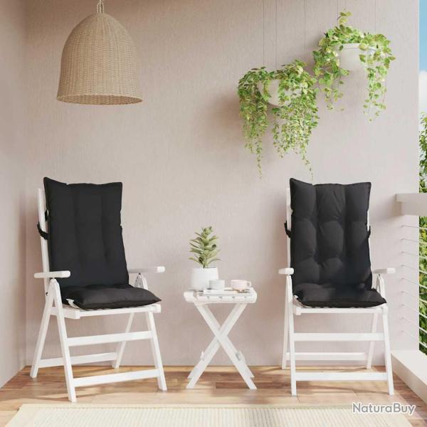 Coussins de chaise � dossier haut lot de 2 noir tissu oxford