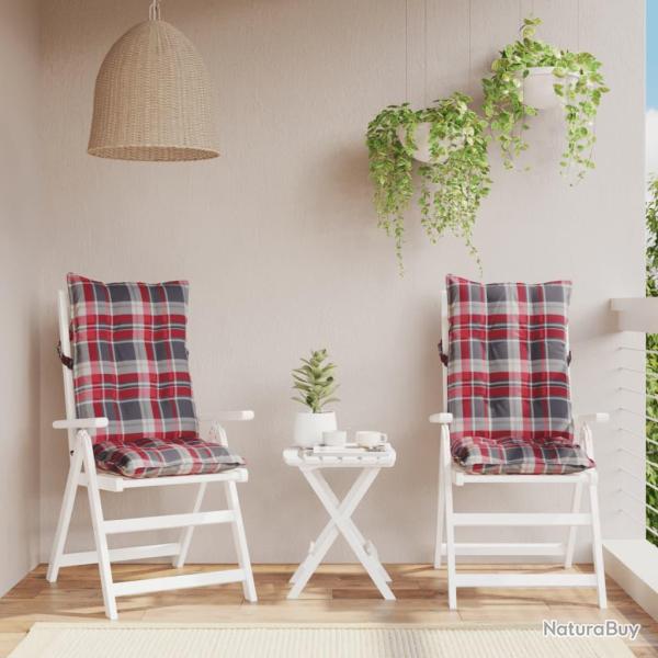 Coussins de chaise � dossier haut lot de 2 motif carreaux rouge
