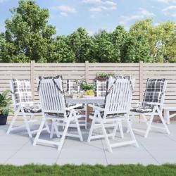 Coussins de chaise &agrave; dossier haut lot de 6 motif carreaux gris
