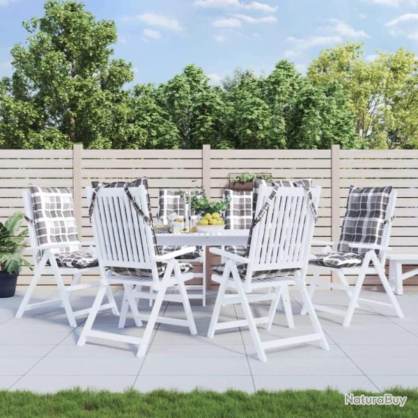 Coussins de chaise � dossier haut lot de 6 motif carreaux gris