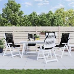 Coussins de chaise &agrave; dossier haut lot de 4 motif carreaux noir